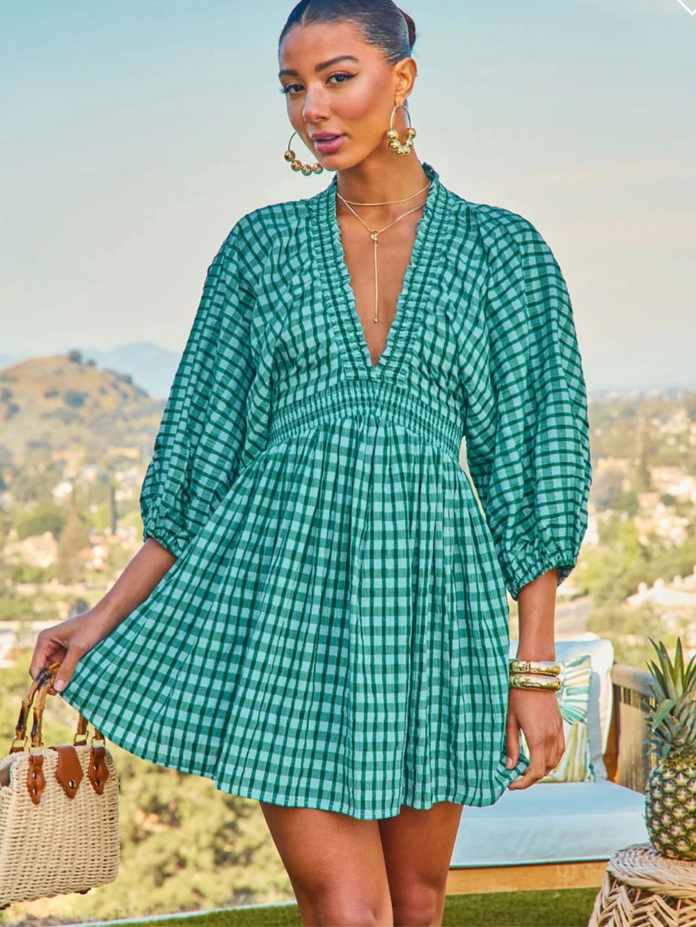 Alyasia Gingham Print Mini Dress